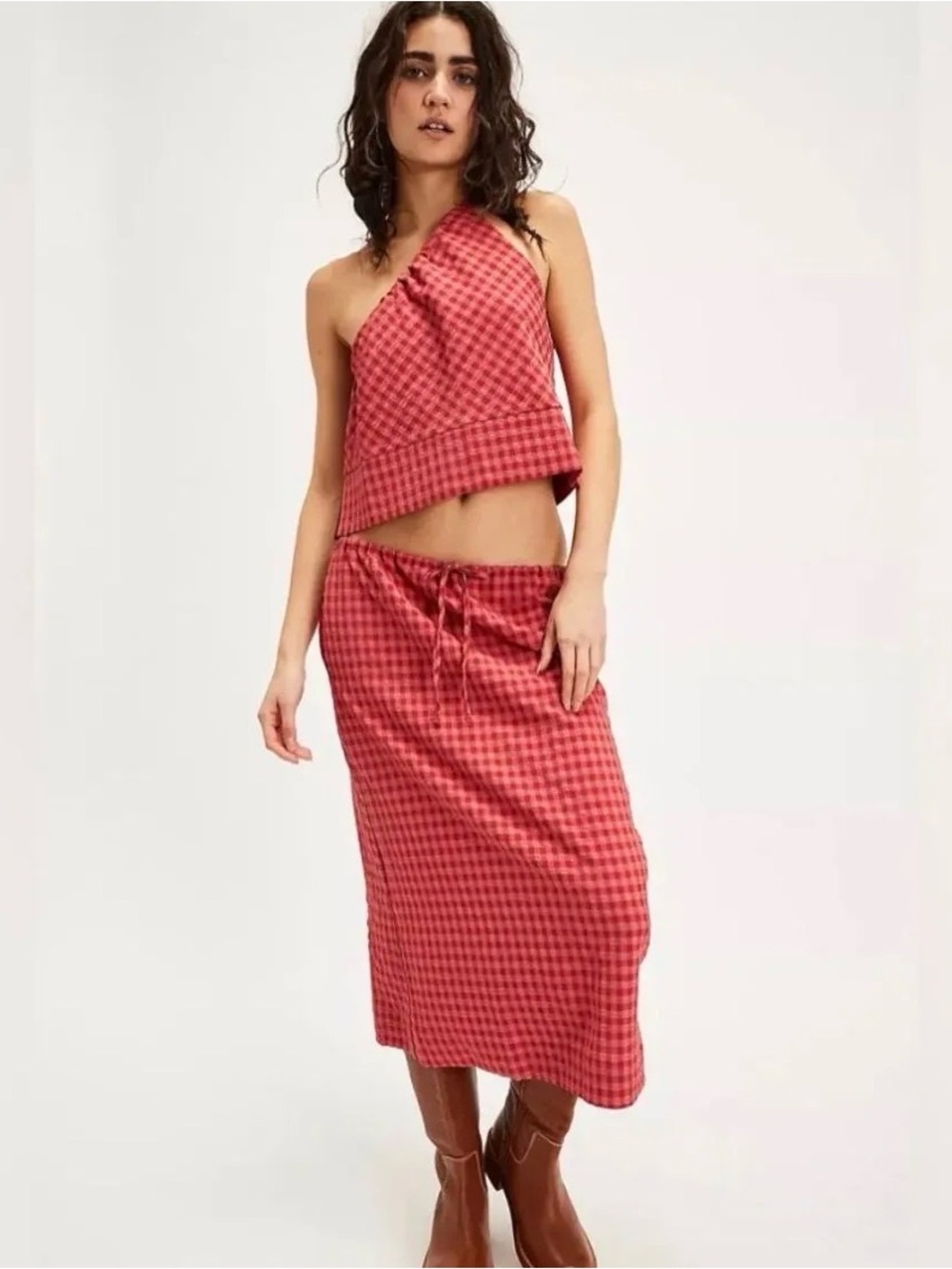 NEW Free People Harper Plaid Skirt Set size Large - Picture 2 of 2